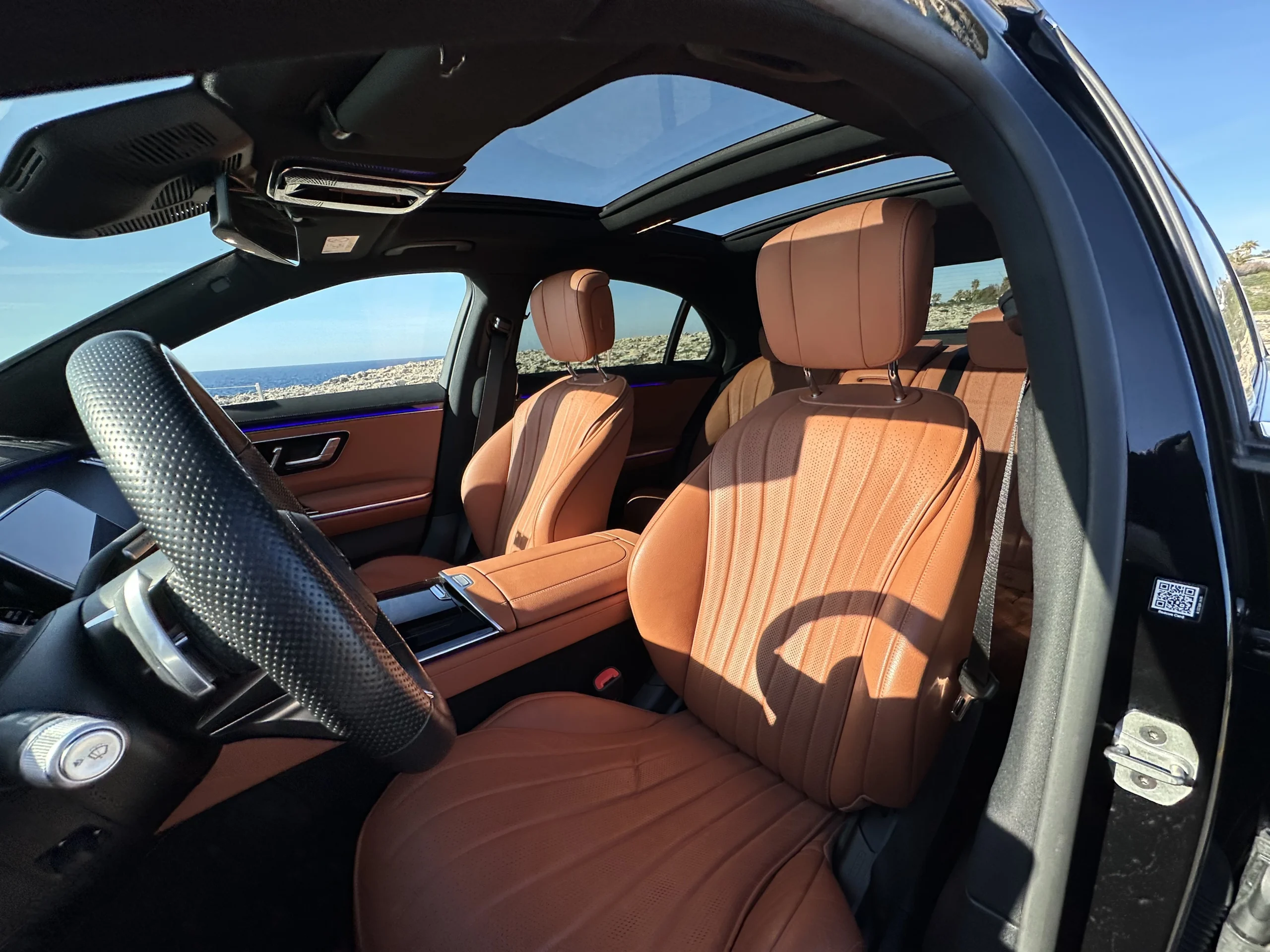 Interior Mercedes Clase S VTC Menorca con máximo confort y acabados premium